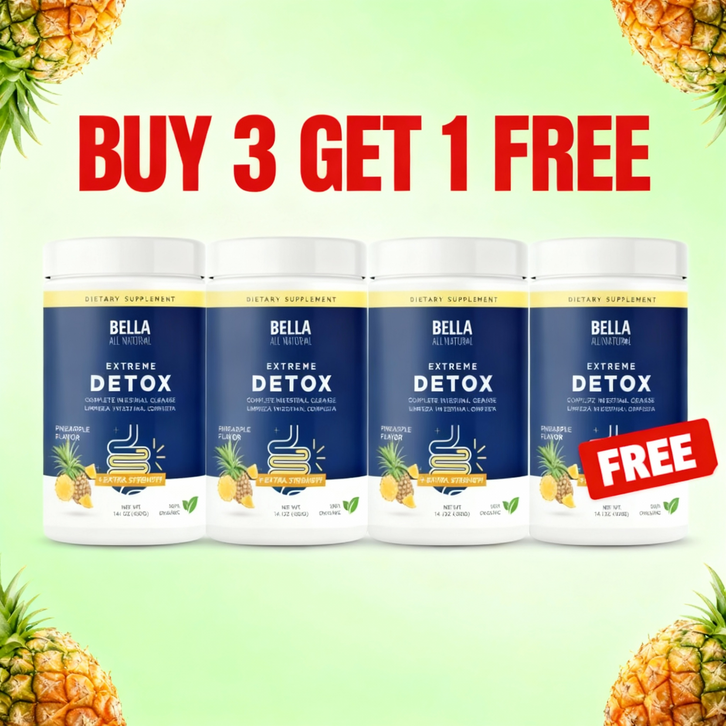 Extreme Detox Powder (Pineapple) – Sleep Balance, Detox & Skin Radiance,No Added Sugar