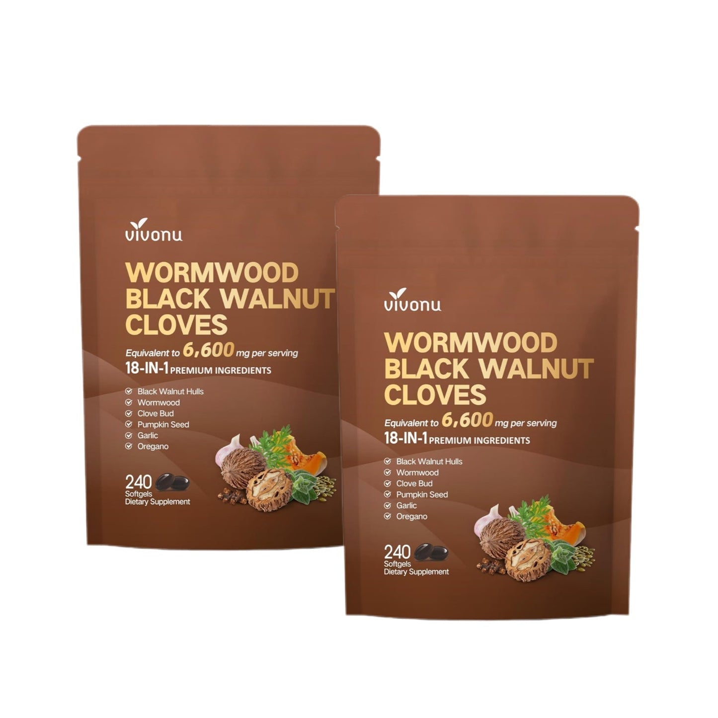 18-in-1 Premium Herbal Blend Capsules, Supports Cleanse, Wormwood Black Walnut Clove Cleanse for Humans, 6600mg Serving