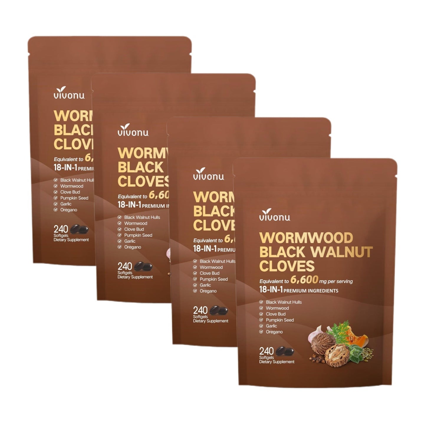 18-in-1 Premium Herbal Blend Capsules, Supports Cleanse, Wormwood Black Walnut Clove Cleanse for Humans, 6600mg Serving