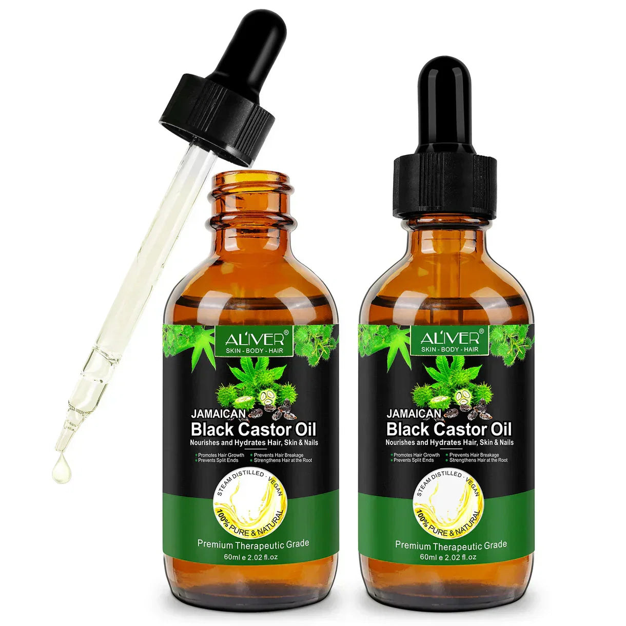 Aliver 100% Pure & Natural Jamaican Black Castor Oil Promotes hair growth，Prevent hair damage