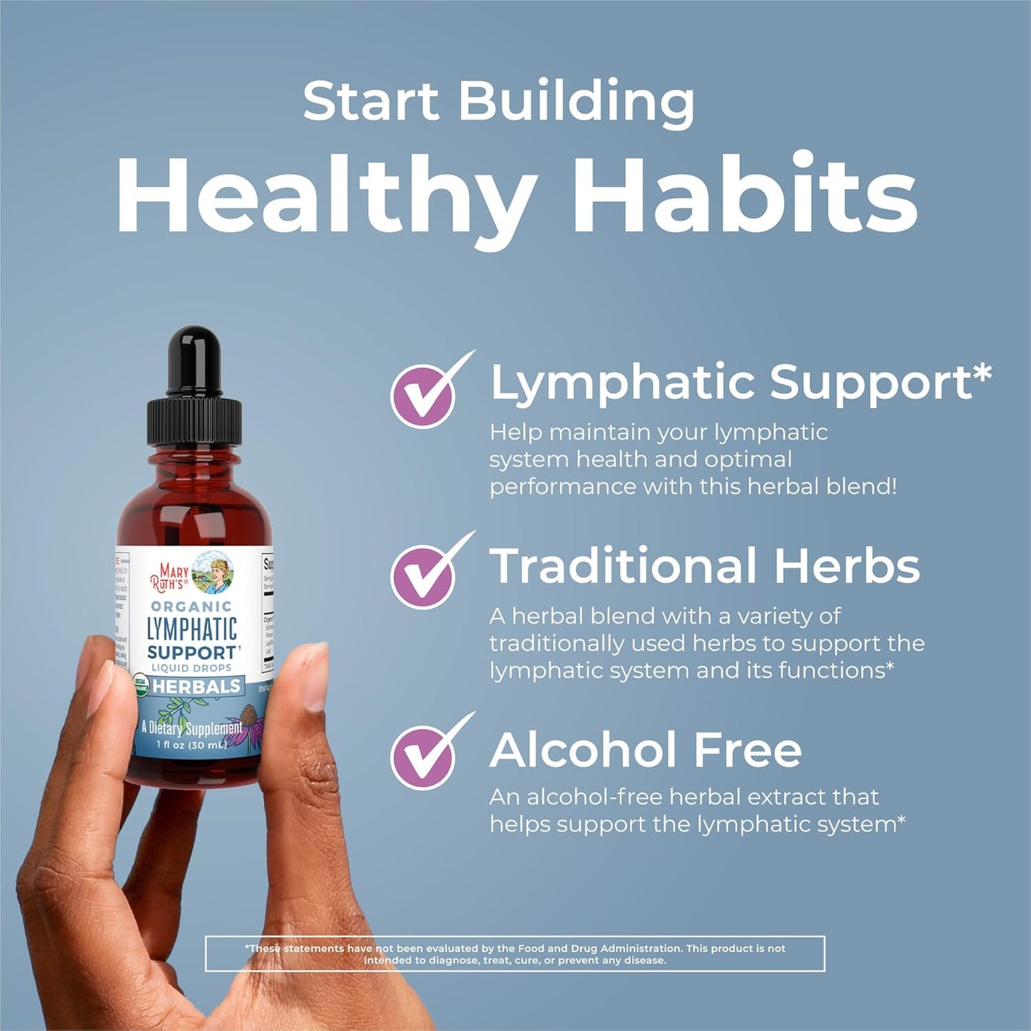 Organic Lymphatic Drainage Drops with Echinacea & Elderberry – Lymph Detox & Immune Support – 30ml Vegan