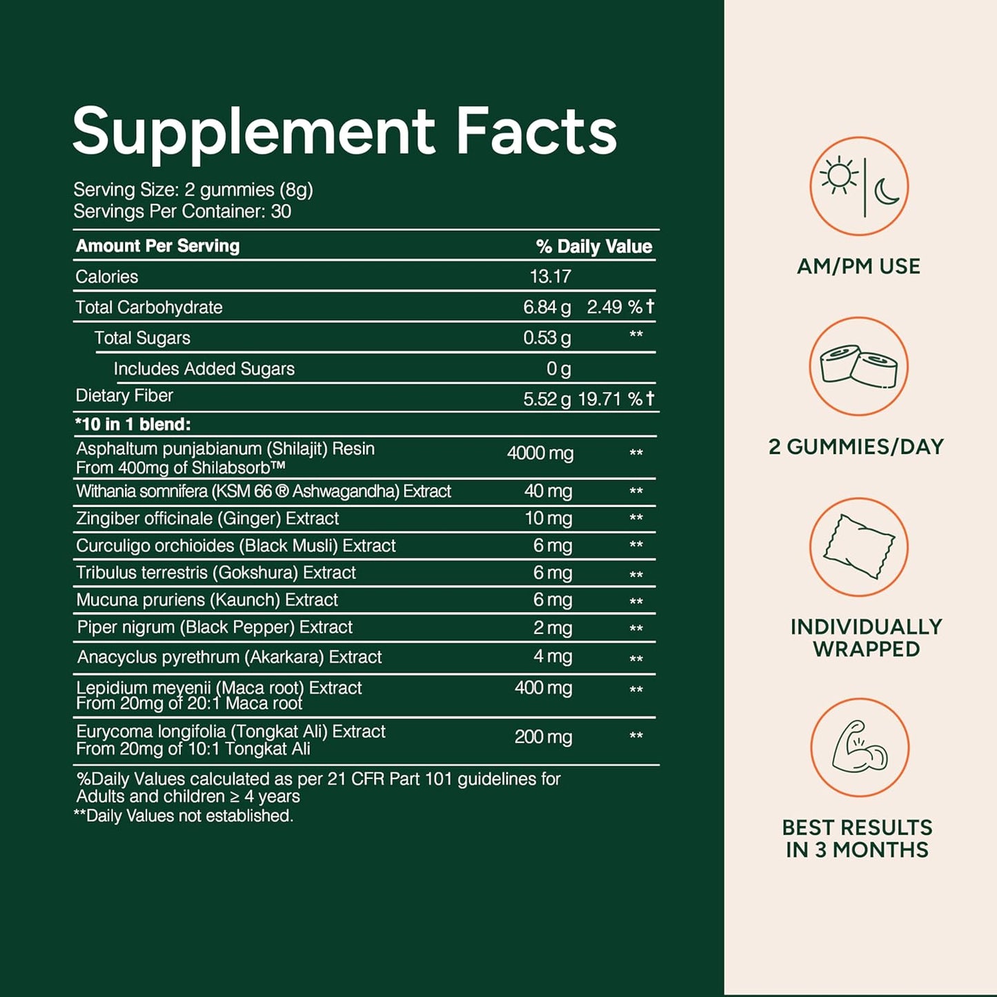 10-in-1 Shilajit Gummies (4000mg)|Tongkat Ali, Maca, 75% Fulvic Acid | Sugar-Free & Vegetarian.3