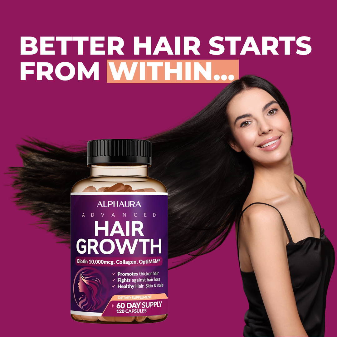 24-in-1 Advanced Hair Growth Vitamins - Biotin 10,000 mcg + Collagen & MSM